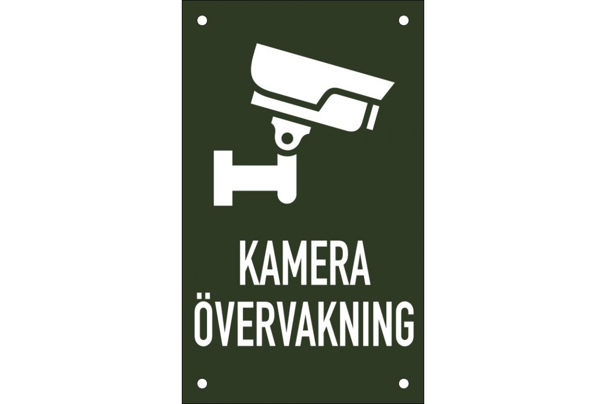 Emaljskylt KAMERA ÖVERVAKNING grön - vit 12 x 20 cm modell 50-4 Emaljskylt KAMERA ÖVERVAKNING grön - vit 12 x 20 cm modell 50-4