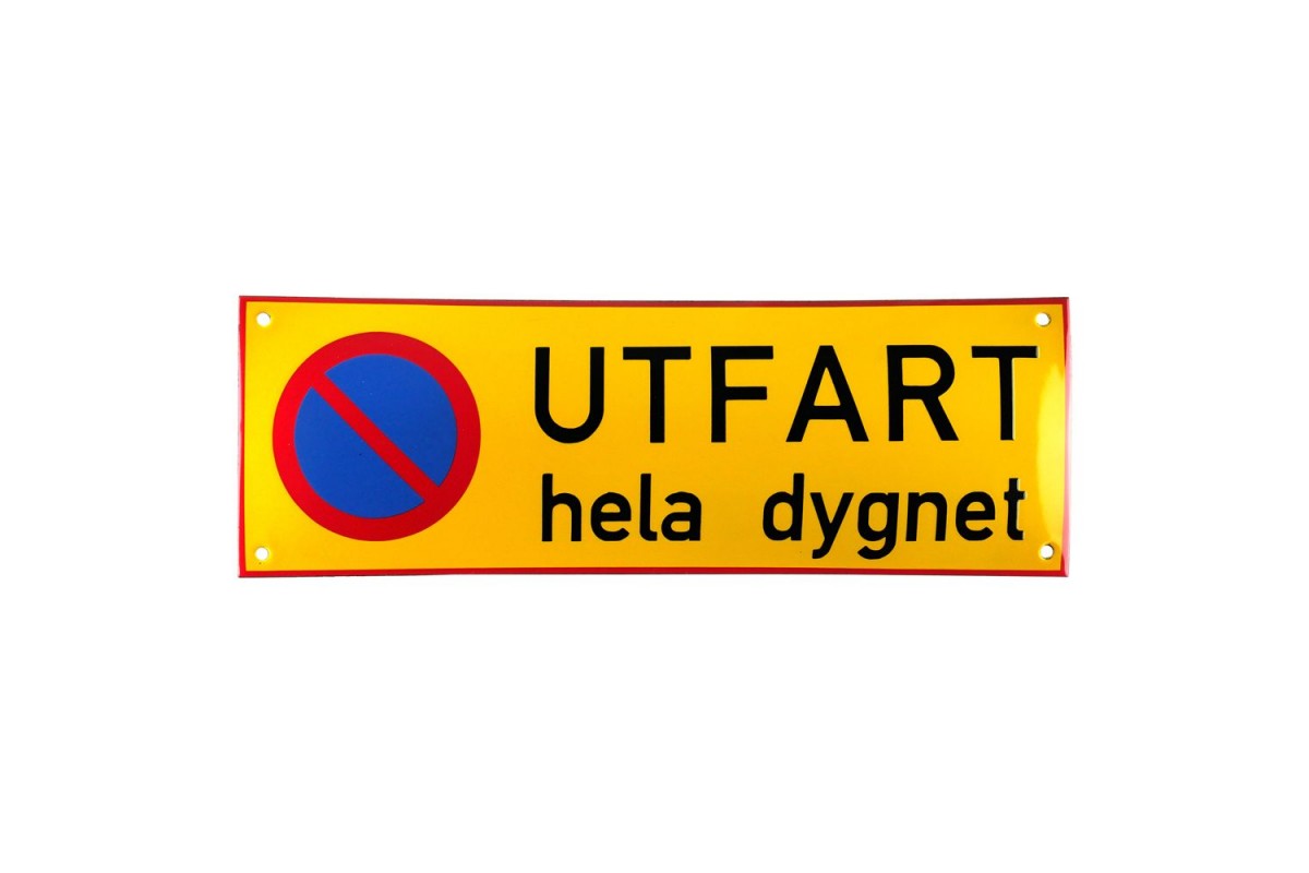 Emaljskylt UTFART hela dygnet gul - svart 36 x 12 cm modell 31-4 Emaljskylt UTFART hela dygnet gul - svart 36 x 12 cm modell 31-4