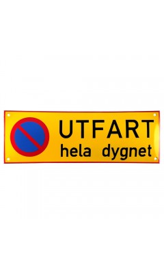 Emaljskylt UTFART hela dygnet gul - svart 36 x 12 cm modell 31-4 Emaljskylt UTFART hela dygnet gul - svart 36 x 12 cm modell 31-4