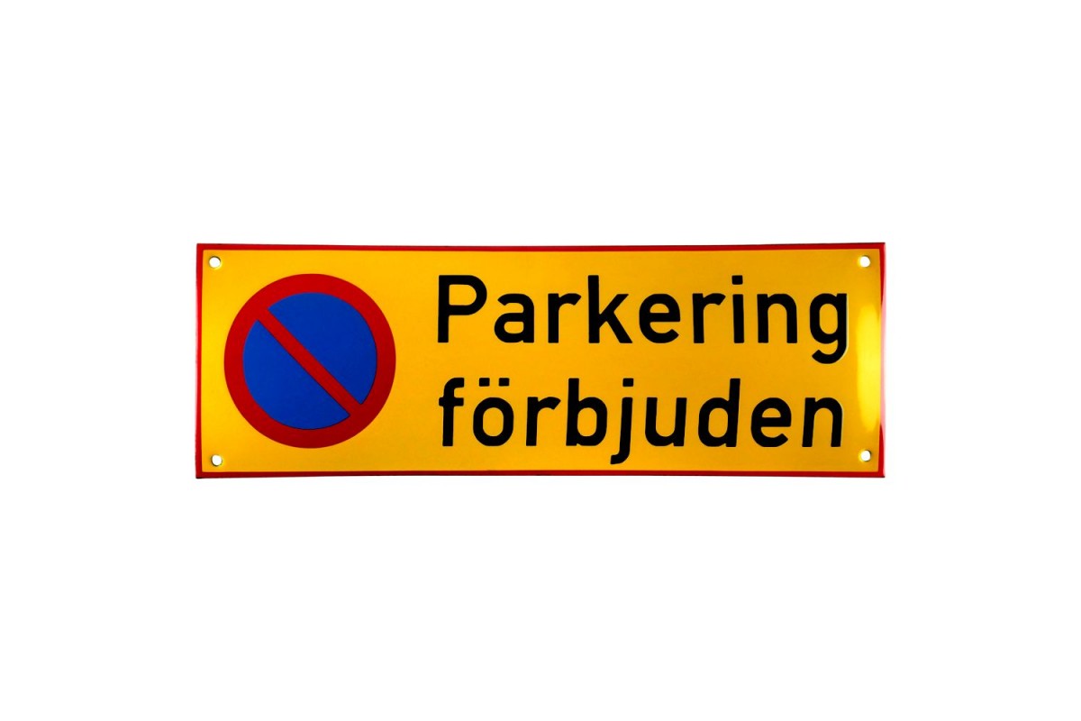 Emaljskylt Parkering förbjuden gul - svart 36 x 12 cm modell 31-4 Emaljskylt Parkering förbjuden gul - svart 36 x 12 cm modell 31-4