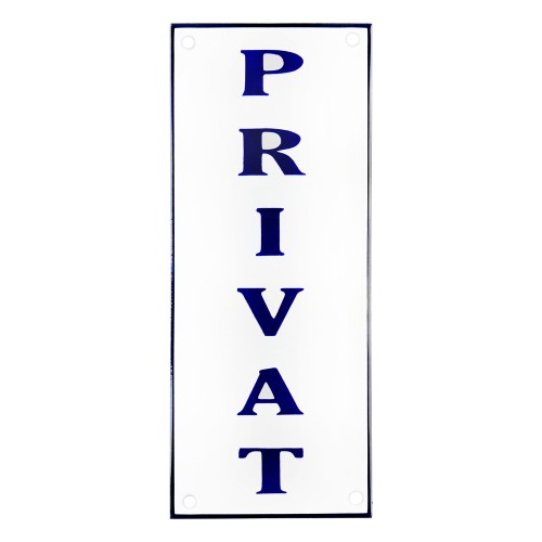 Emaljskylt PRIVAT vit - blå 8 x 20 cm modell 37-4