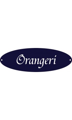 Emaljskylt Orangeri blå - vit 21 x 7 cm modell 32-4 Emaljskylt Orangeri blå - vit 21 x 7 cm modell 32-4