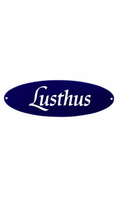 Emaljskylt Lusthus blå - vit 21 x 7 cm modell 32-4 Emaljskylt Lusthus blå - vit 21 x 7 cm modell 32-4