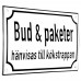 Emaljskylt Bud & paketer hänvisas till kökstrappan vit - svart 20 x 12 cm modell 39-4 Emaljskylt Bud & paketer hänvisas till kökstrappan vit - svart 20 x 12 cm modell 39-4