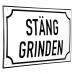 Emaljskylt STÄNG GRINDEN vit - svart 20 x 12 cm modell 39-4 Emaljskylt STÄNG GRINDEN vit - svart 20 x 12 cm modell 39-4