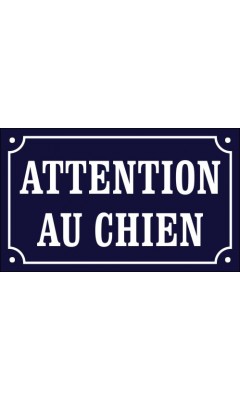 Emaljskylt ATTENTION AU CHIEN blå - vit 20 x 12 cm modell 11-4 Emaljskylt ATTENTION AU CHIEN blå - vit 20 x 12 cm modell 11-4