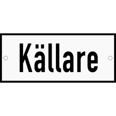 Emaljskylt Källare vit - svart 12 x 5 cm modell 2 Emaljskylt Källare vit - svart 12 x 5 cm modell 2